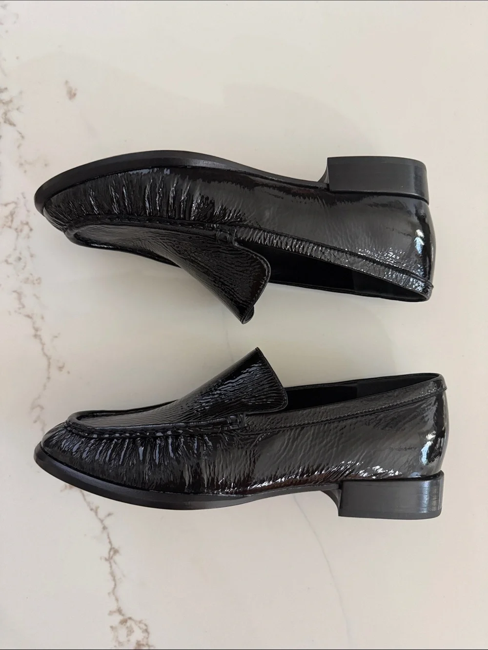 Vince Black Patent Leather Slip-On Loafers